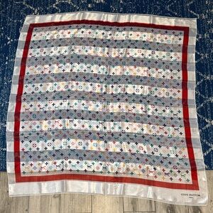Louis Vuitton Red and Gray Monogram Scarf